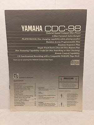 yamaha cdc 98 cd players owners manual Reader