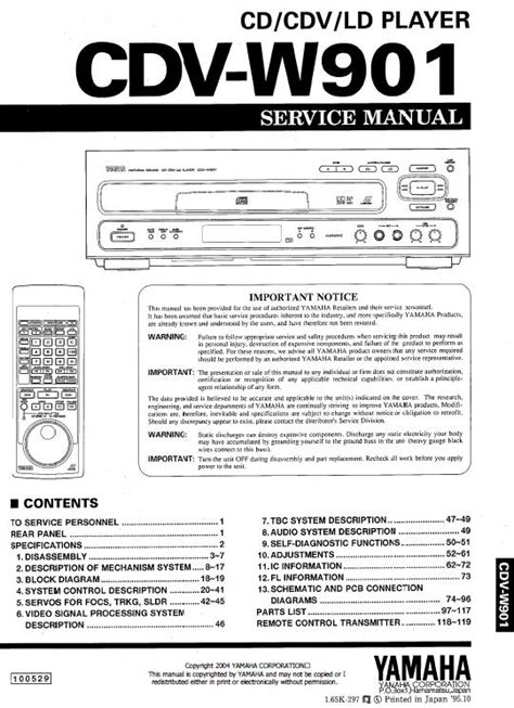 yamaha cdv w901 cd players owners manual Epub