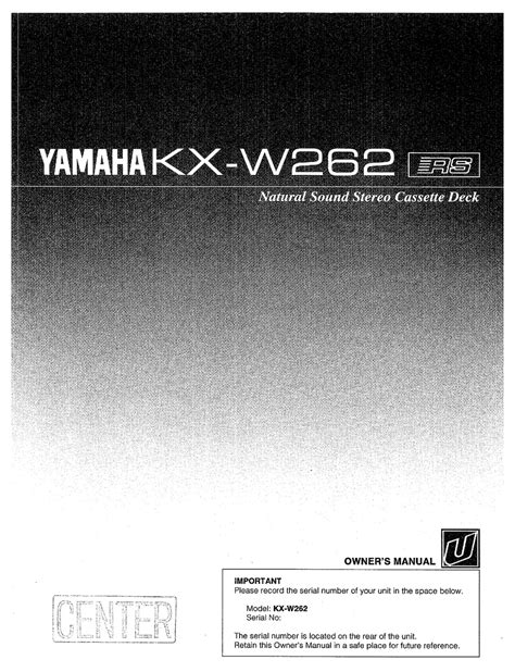 yamaha kx w262 tape decks owners manual PDF