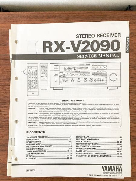 yamaha rx v2090 receivers repair manual Ebook Doc