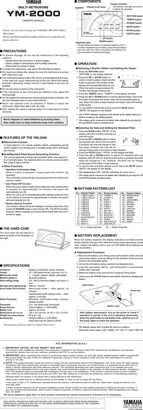 yamaha ym 2000 owners manual Kindle Editon