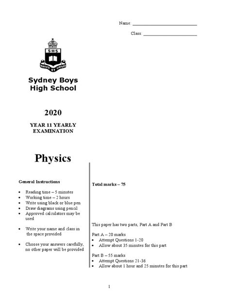 year 11 physics exam papers Doc