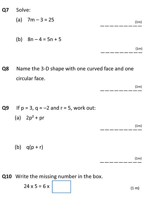 year 7 maths test papers Reader