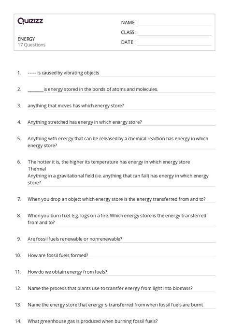 year 7 science energy test Doc