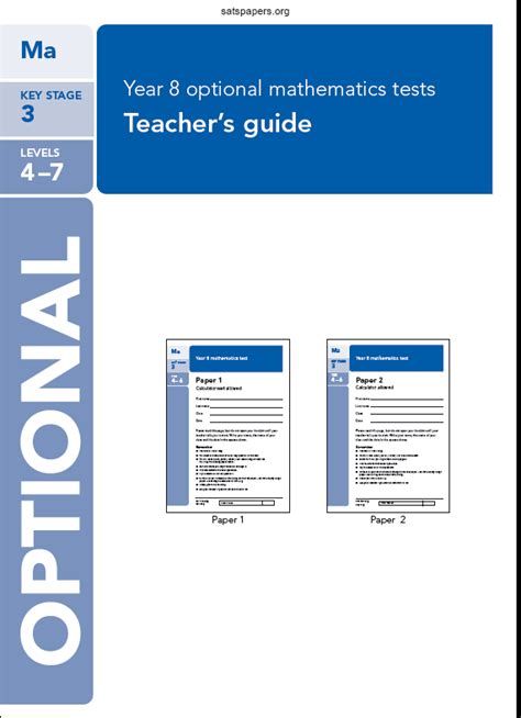 year 8 optional sats mark scheme Kindle Editon