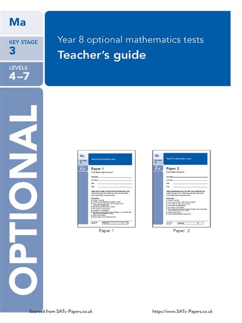 year 8 optional sats maths mark scheme Epub