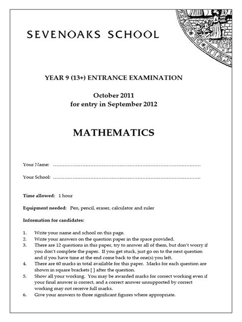 year 9 maths exam papers 2011 Epub