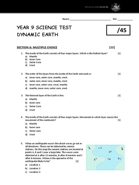 year 9 science test papers 2012 Doc