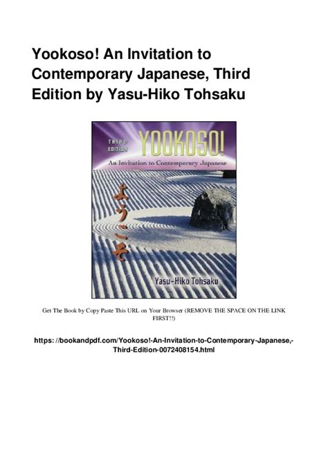 yookoso an invitation to contemporary japanese pdf Reader