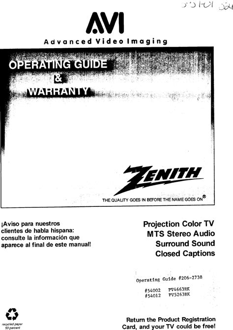 zenith projection television manuals Epub