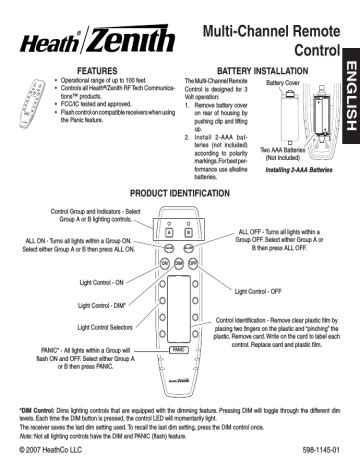 zenith remote user manual Doc