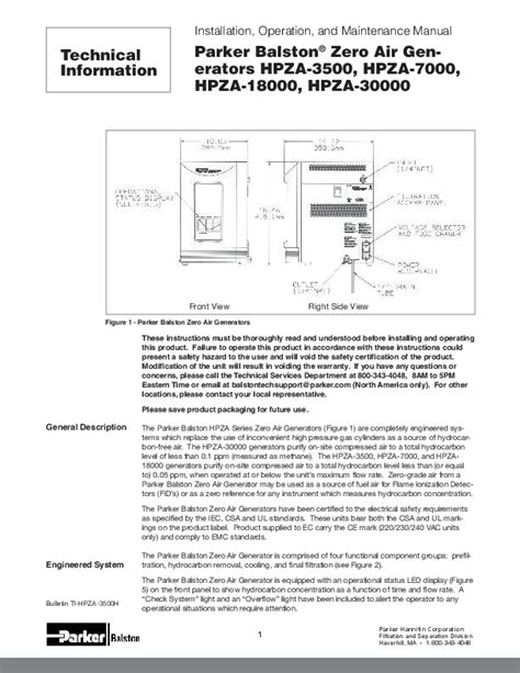 zero air generator parker balston manual PDF