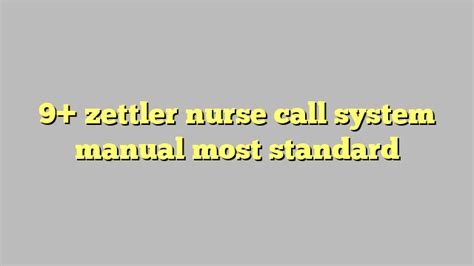 zettler nurse call manual pdf Kindle Editon