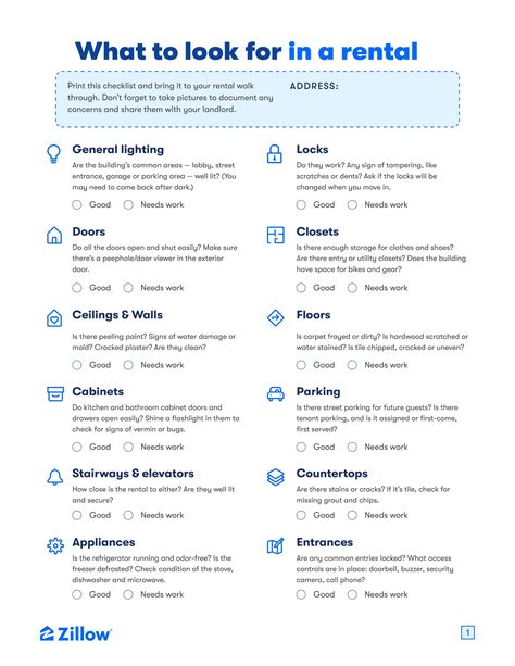 Zillow Rental Walkthrough Checklist