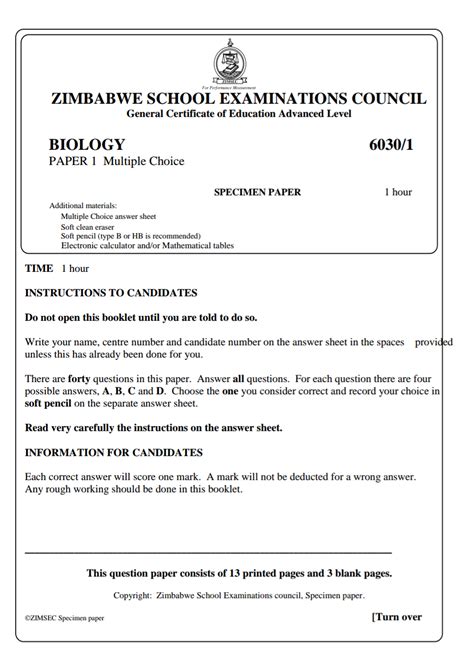 zimsec biology past exam papers with answers Reader