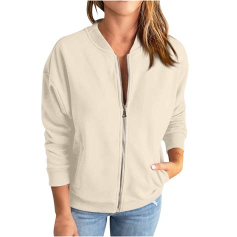 zip-up sweatshirt without hood women's