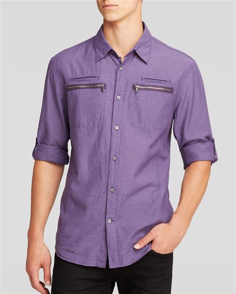 zippered button down shirt