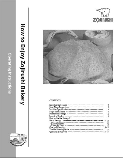 zojirushi bread machine instruction manual PDF